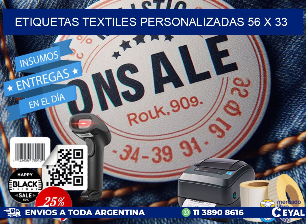 ETIQUETAS TEXTILES PERSONALIZADAS 56 x 33