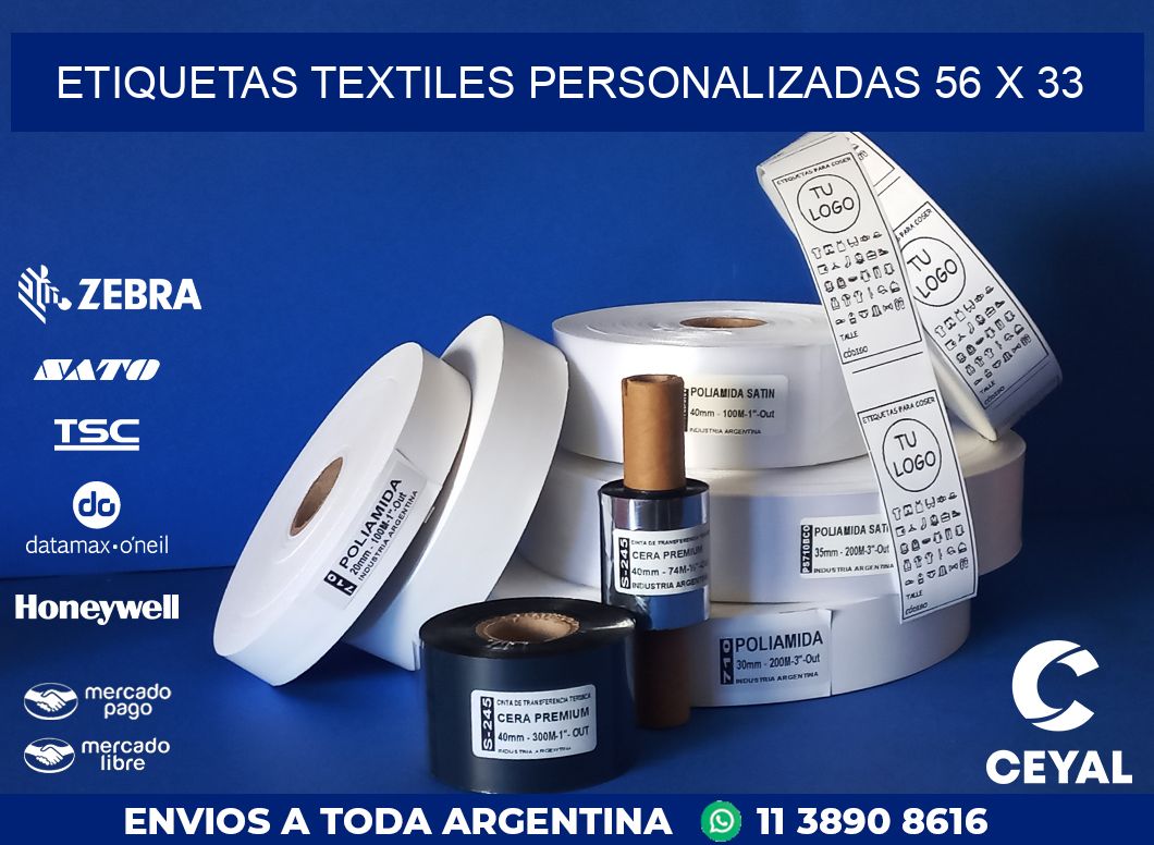 ETIQUETAS TEXTILES PERSONALIZADAS 56 x 33