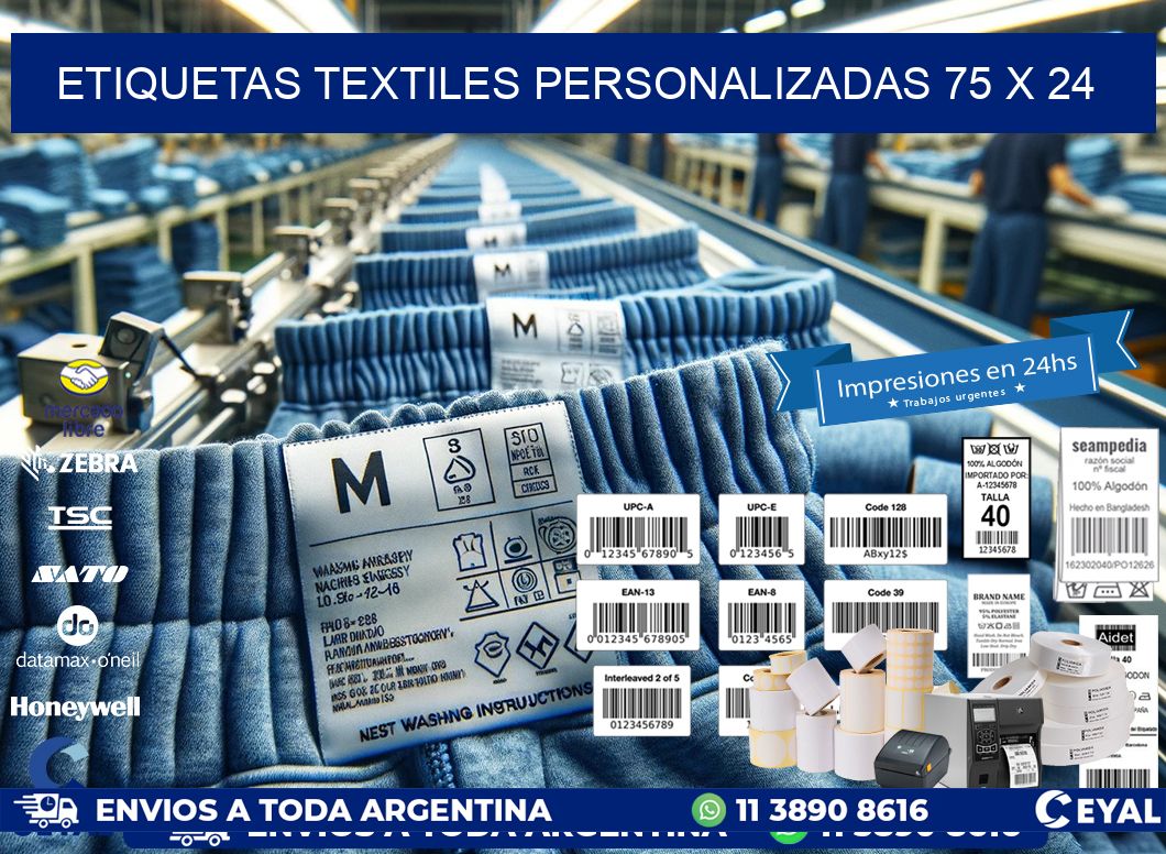 ETIQUETAS TEXTILES PERSONALIZADAS 75 x 24