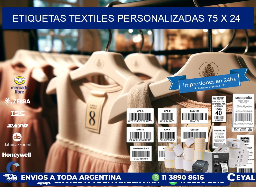 ETIQUETAS TEXTILES PERSONALIZADAS 75 x 24