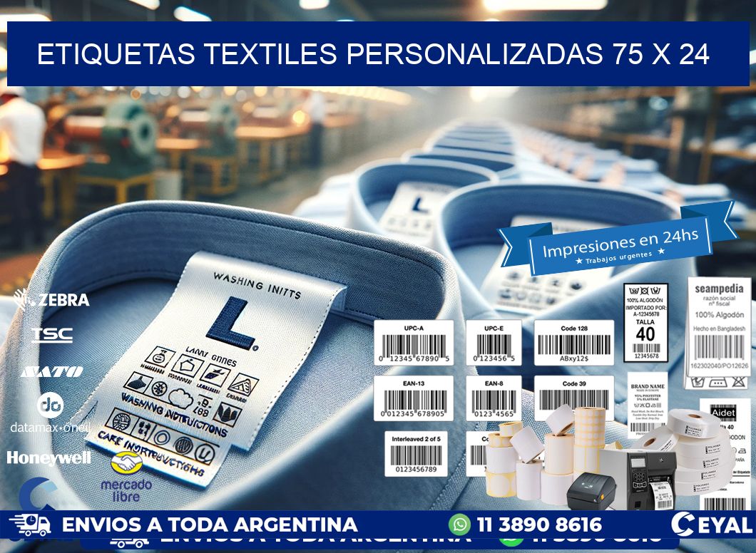 ETIQUETAS TEXTILES PERSONALIZADAS 75 x 24