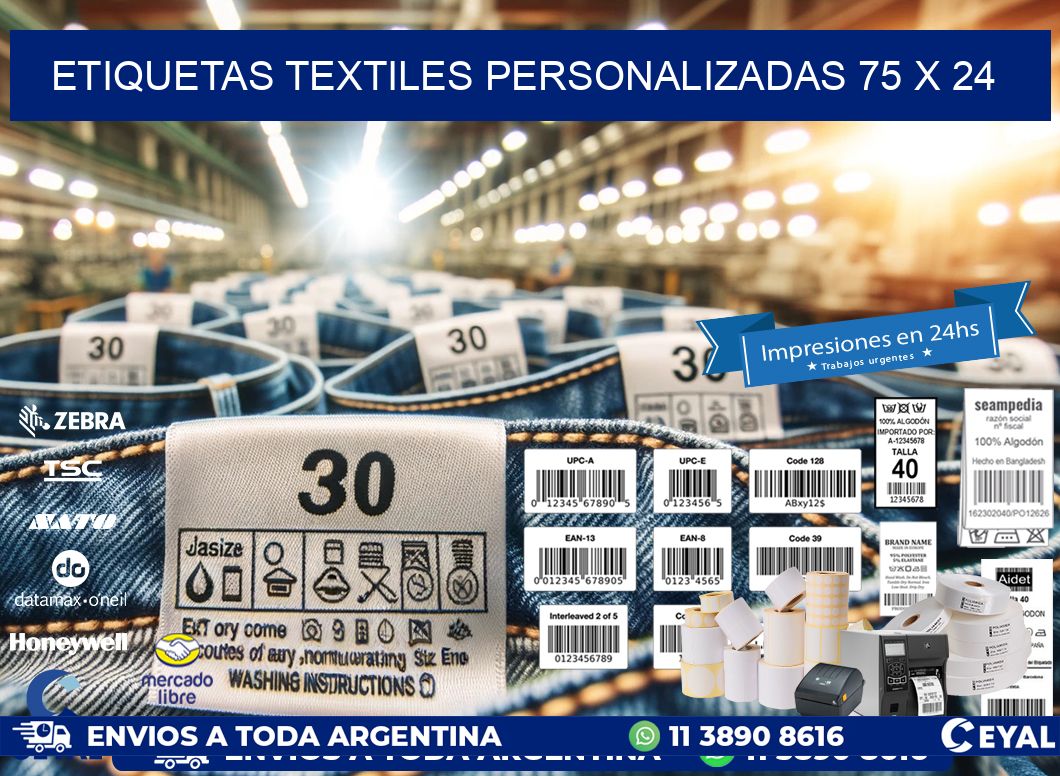 ETIQUETAS TEXTILES PERSONALIZADAS 75 x 24