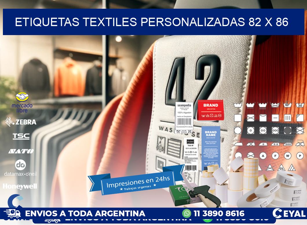 ETIQUETAS TEXTILES PERSONALIZADAS 82 x 86