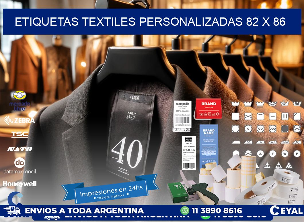 ETIQUETAS TEXTILES PERSONALIZADAS 82 x 86