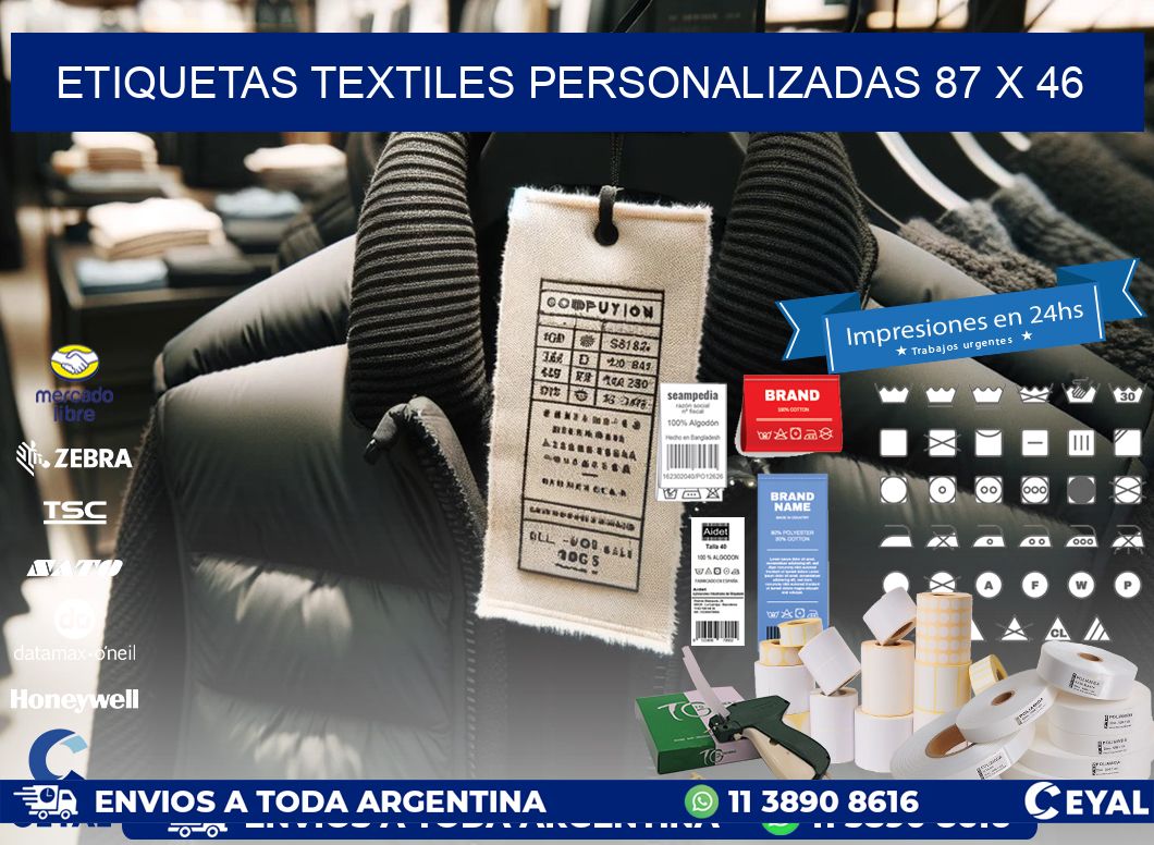 ETIQUETAS TEXTILES PERSONALIZADAS 87 x 46