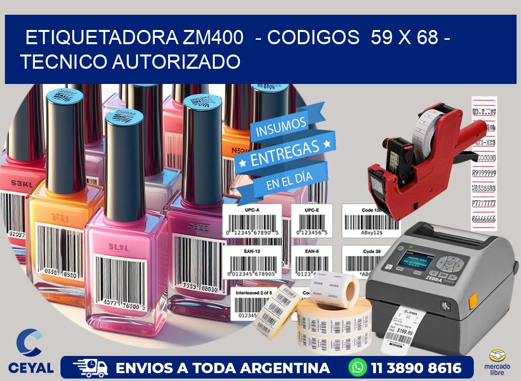 ETIQUETADORA ZM400  - CODIGOS  59 x 68 - TECNICO AUTORIZADO