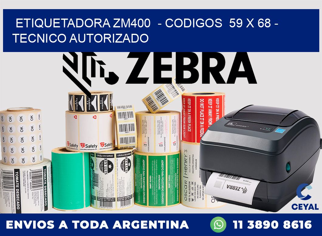 ETIQUETADORA ZM400  - CODIGOS  59 x 68 - TECNICO AUTORIZADO