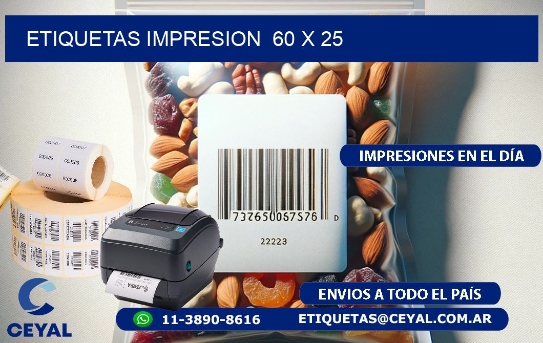 ETIQUETAS IMPRESION  60 x 25