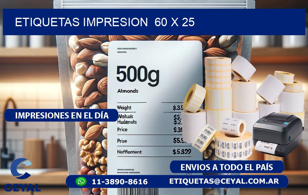 ETIQUETAS IMPRESION  60 x 25