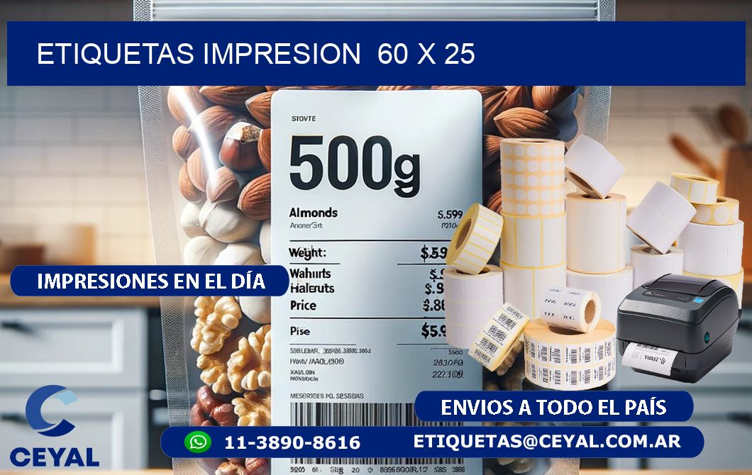 ETIQUETAS IMPRESION  60 x 25