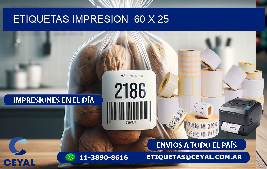 ETIQUETAS IMPRESION  60 x 25