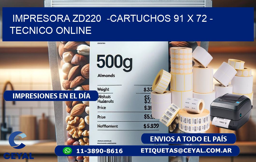 IMPRESORA ZD220  -CARTUCHOS 91 x 72 - TECNICO ONLINE