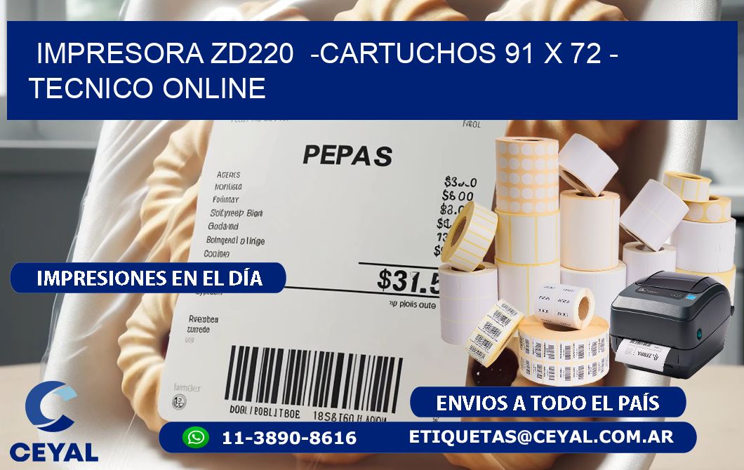 IMPRESORA ZD220  -CARTUCHOS 91 x 72 - TECNICO ONLINE