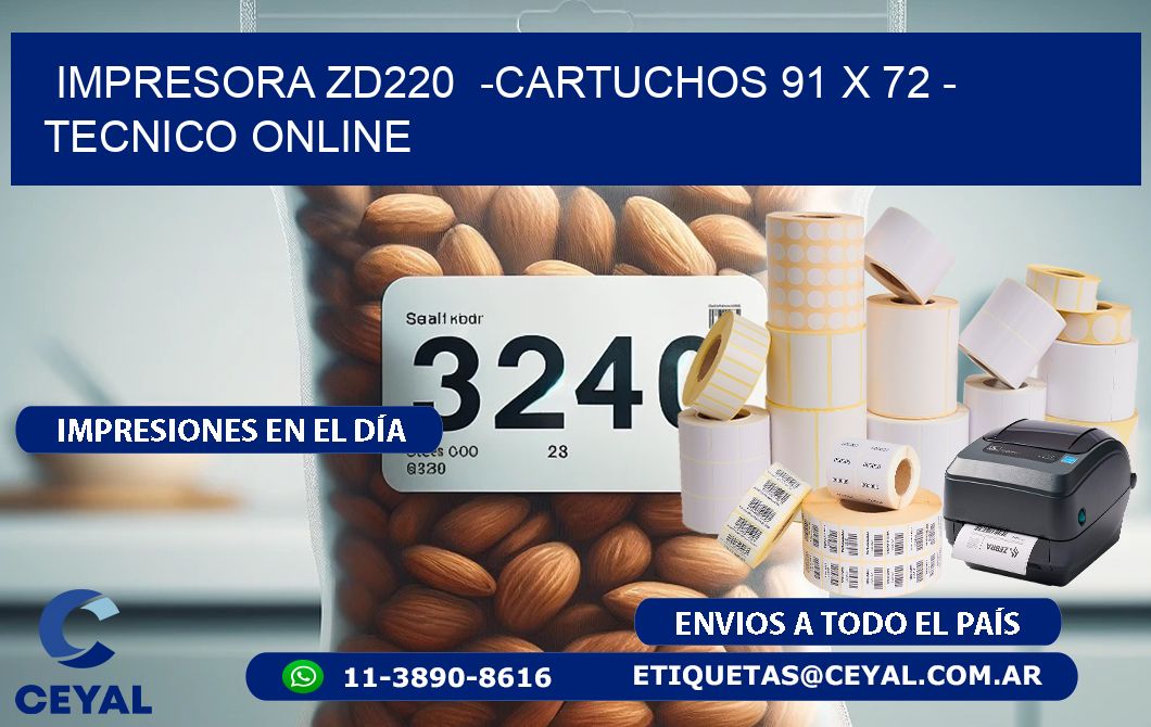 IMPRESORA ZD220  -CARTUCHOS 91 x 72 - TECNICO ONLINE