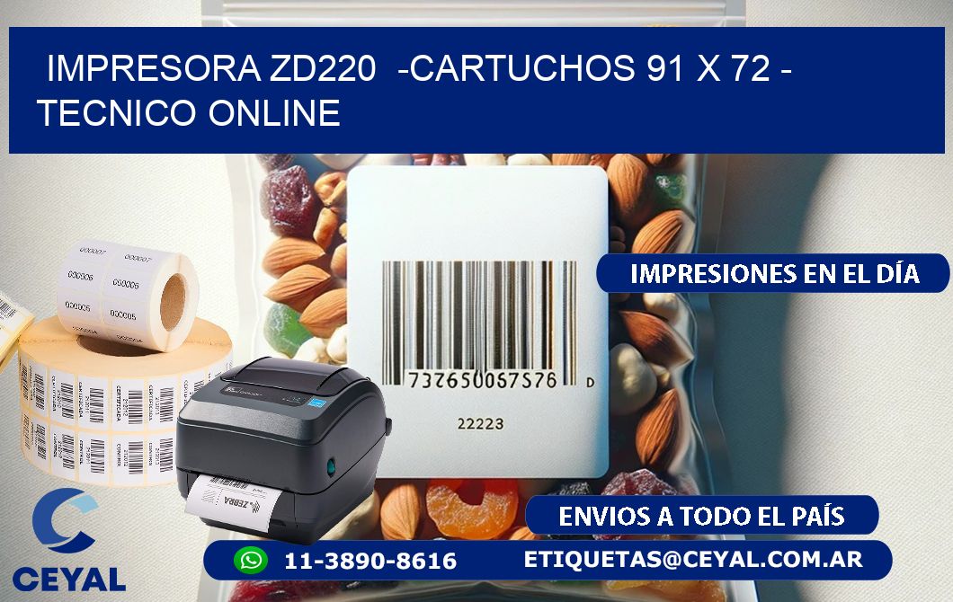 IMPRESORA ZD220  -CARTUCHOS 91 x 72 - TECNICO ONLINE