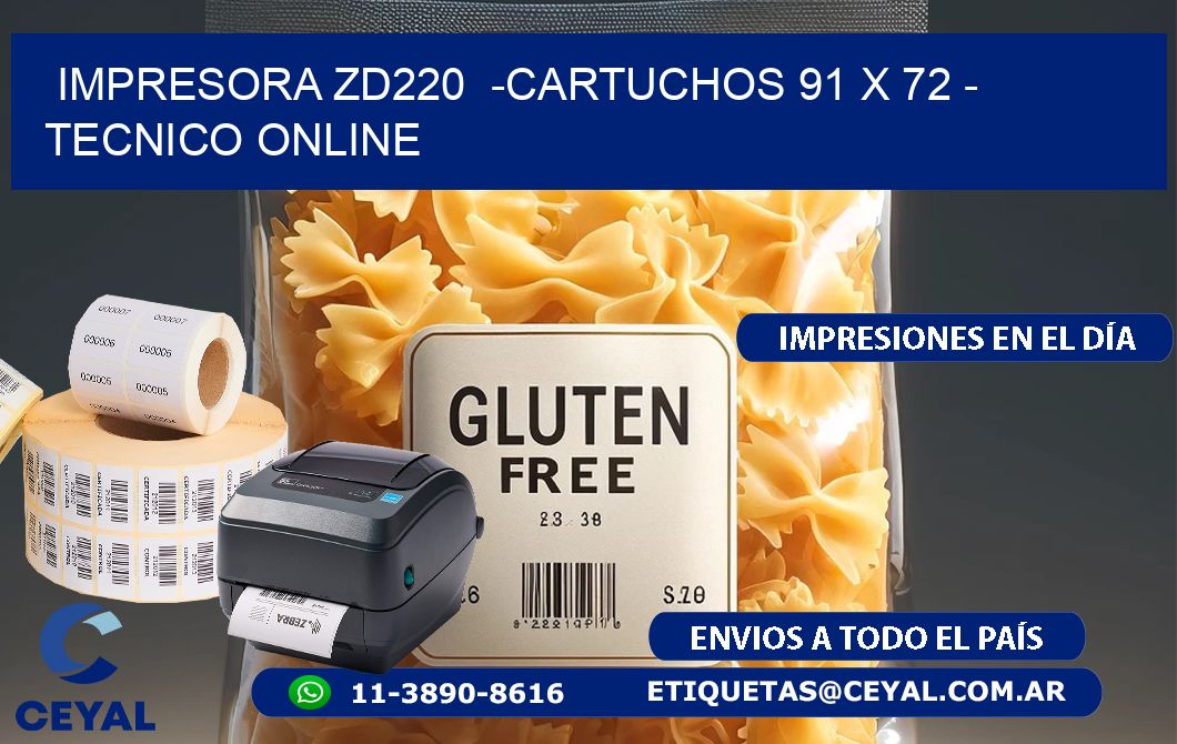 IMPRESORA ZD220  -CARTUCHOS 91 x 72 - TECNICO ONLINE