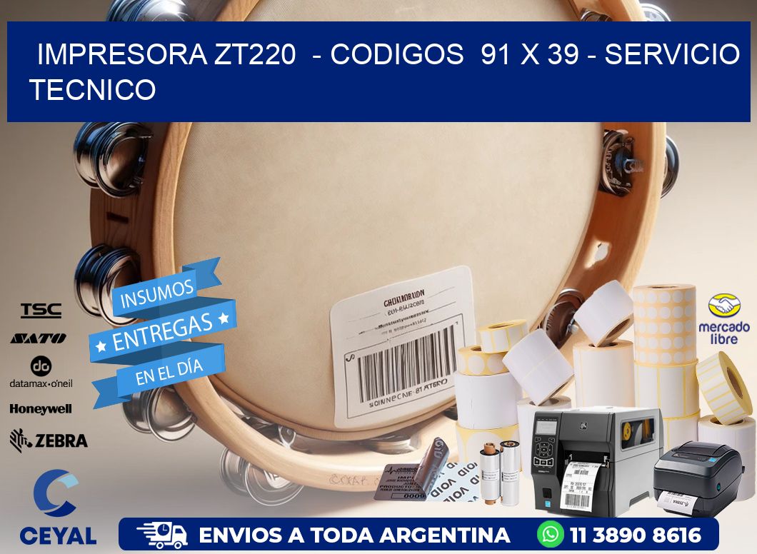 IMPRESORA ZT220  - CODIGOS  91 x 39 - SERVICIO TECNICO