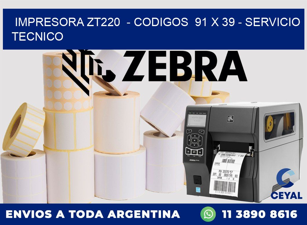 IMPRESORA ZT220  - CODIGOS  91 x 39 - SERVICIO TECNICO