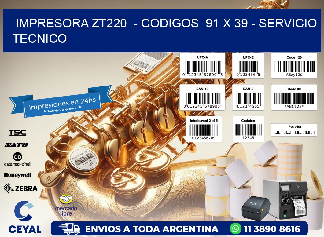 IMPRESORA ZT220  - CODIGOS  91 x 39 - SERVICIO TECNICO