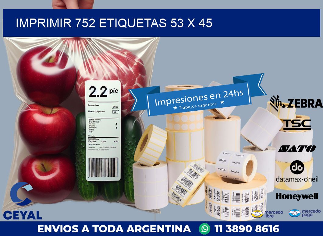 IMPRIMIR 752 ETIQUETAS 53 x 45