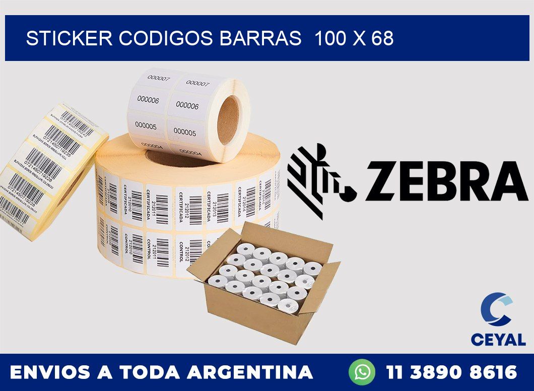 STICKER CODIGOS BARRAS  100 x 68