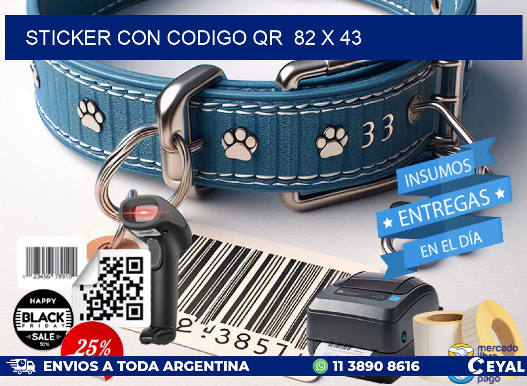 STICKER CON CODIGO QR  82 x 43