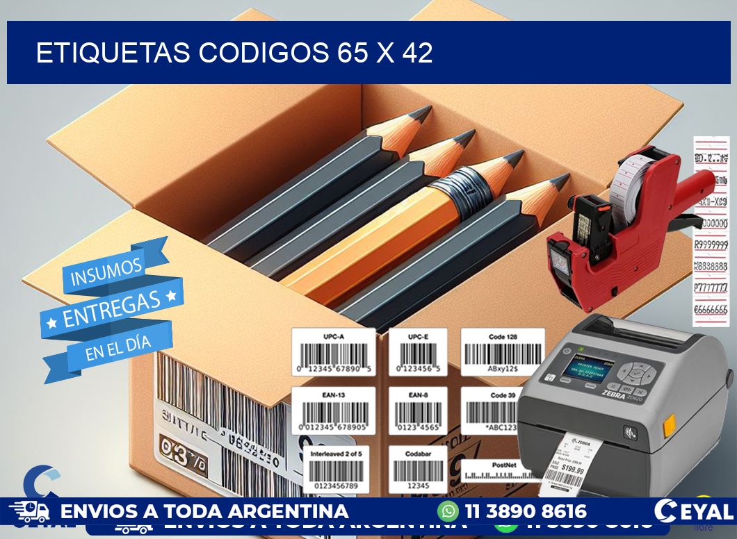 etiquetas codigos 65 x 42