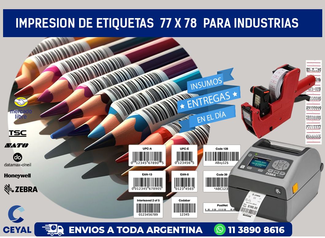 impresion de etiquetas  77 x 78  para industrias