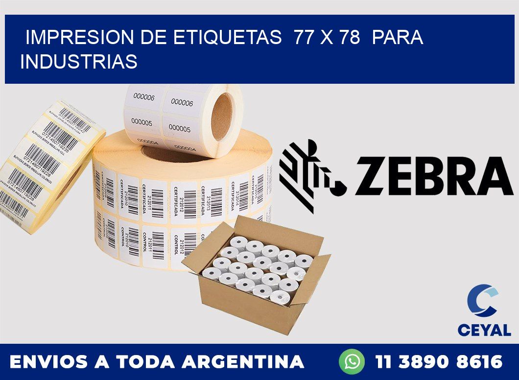 impresion de etiquetas  77 x 78  para industrias