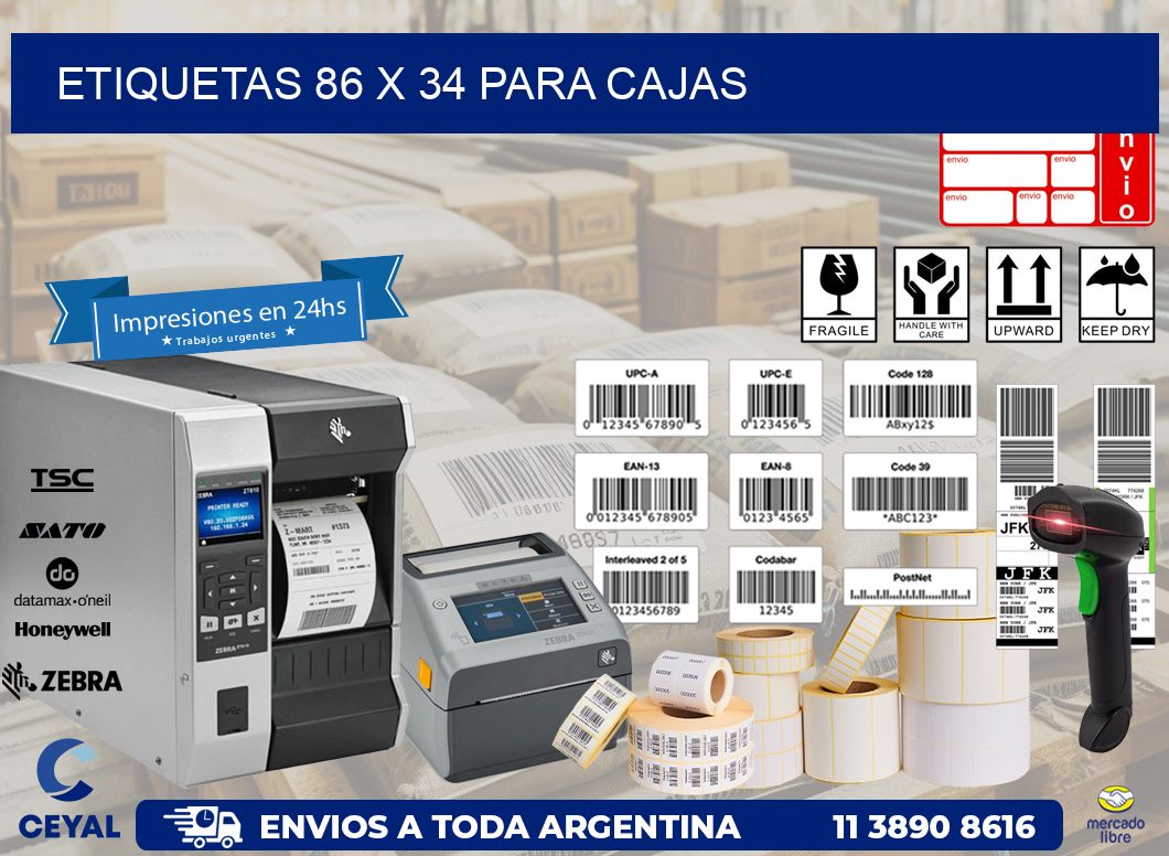 ETIQUETAS 86 x 34 PARA CAJAS