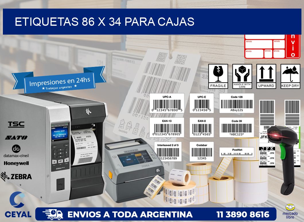 ETIQUETAS 86 x 34 PARA CAJAS