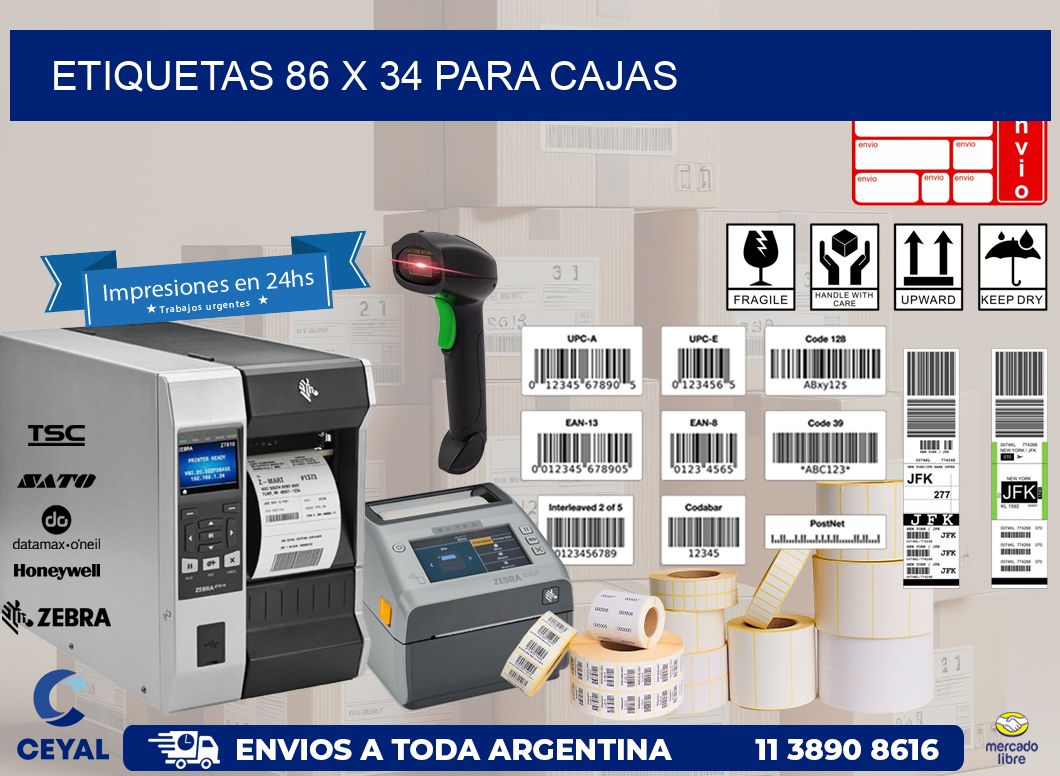 ETIQUETAS 86 x 34 PARA CAJAS