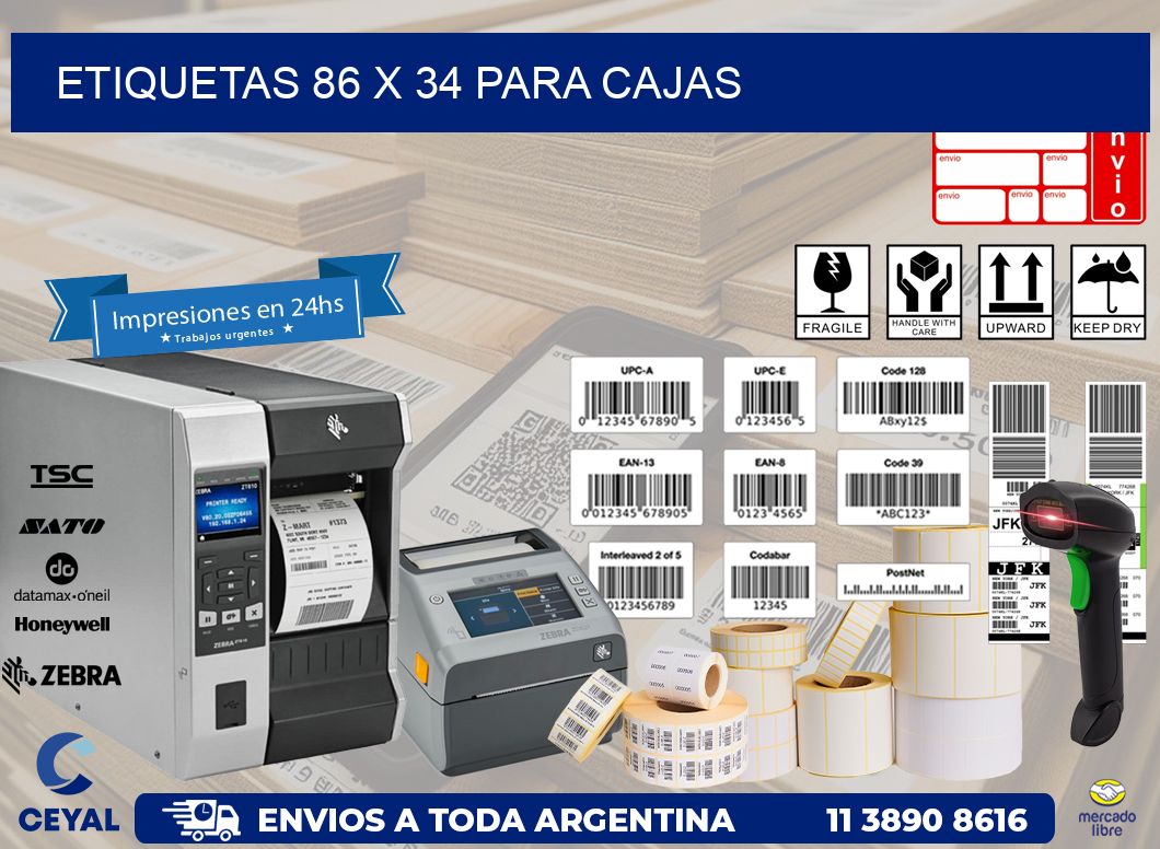 ETIQUETAS 86 x 34 PARA CAJAS