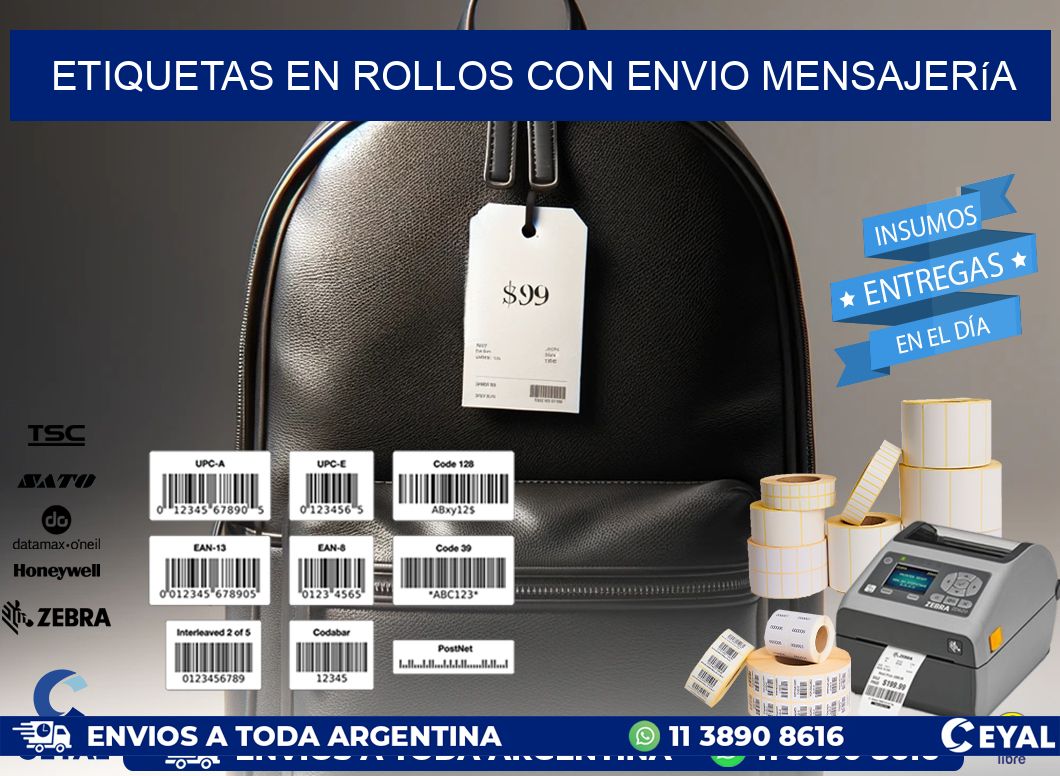 ETIQUETAS EN ROLLOS CON ENVIO Mensajería