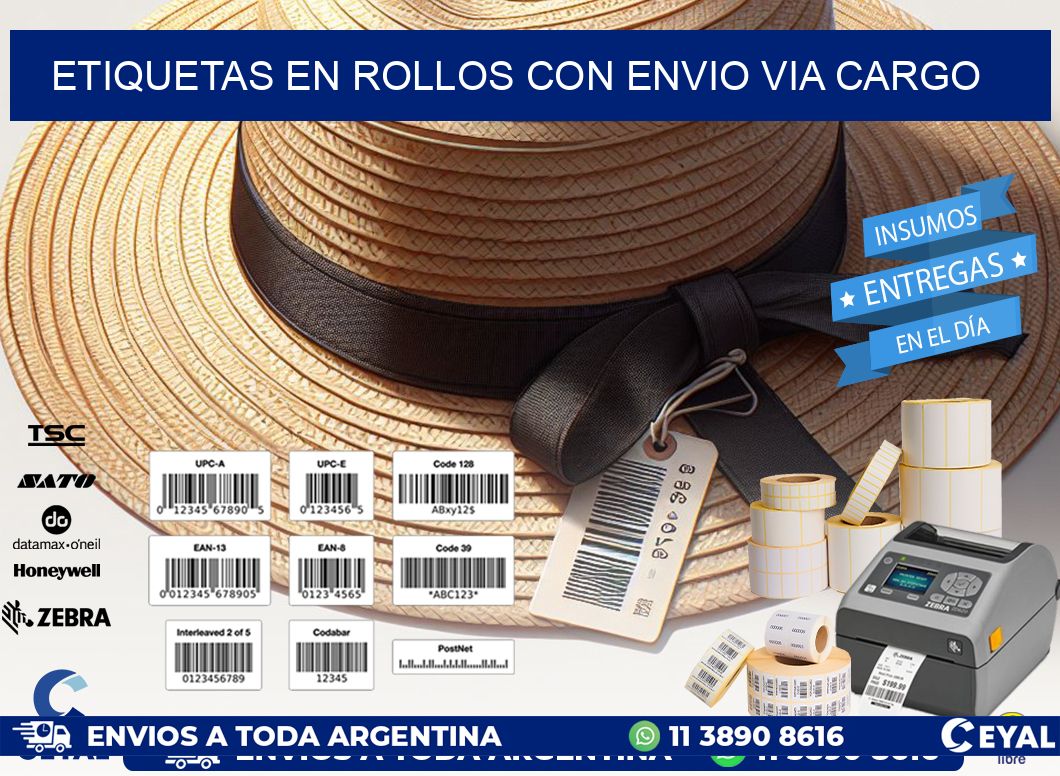 ETIQUETAS EN ROLLOS CON ENVIO VIA CARGO