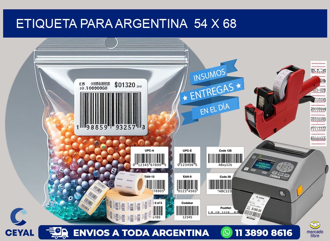 etiqueta para Argentina  54 x 68