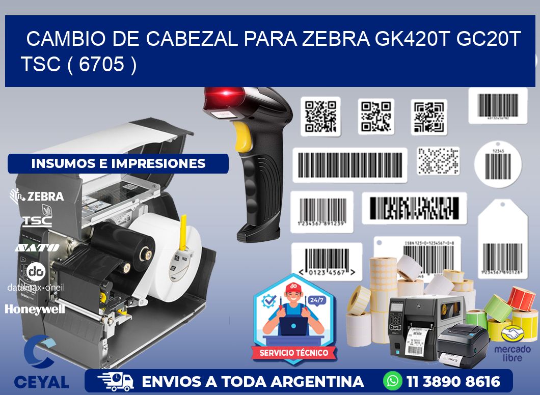 CAMBIO DE CABEZAL PARA ZEBRA GK420T GC20T TSC ( 6705 )