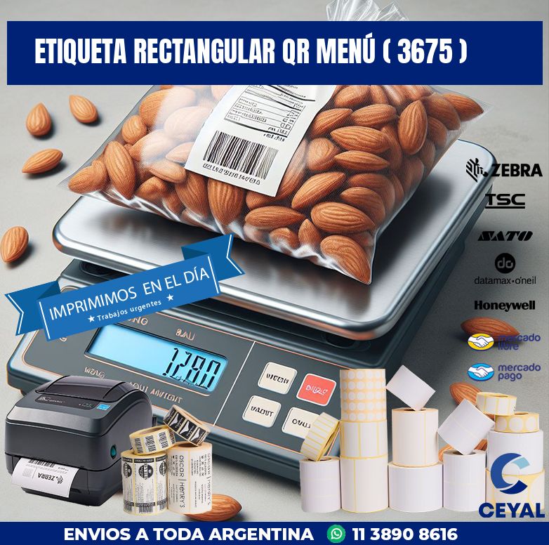 ETIQUETA RECTANGULAR QR MENÚ ( 3675 )