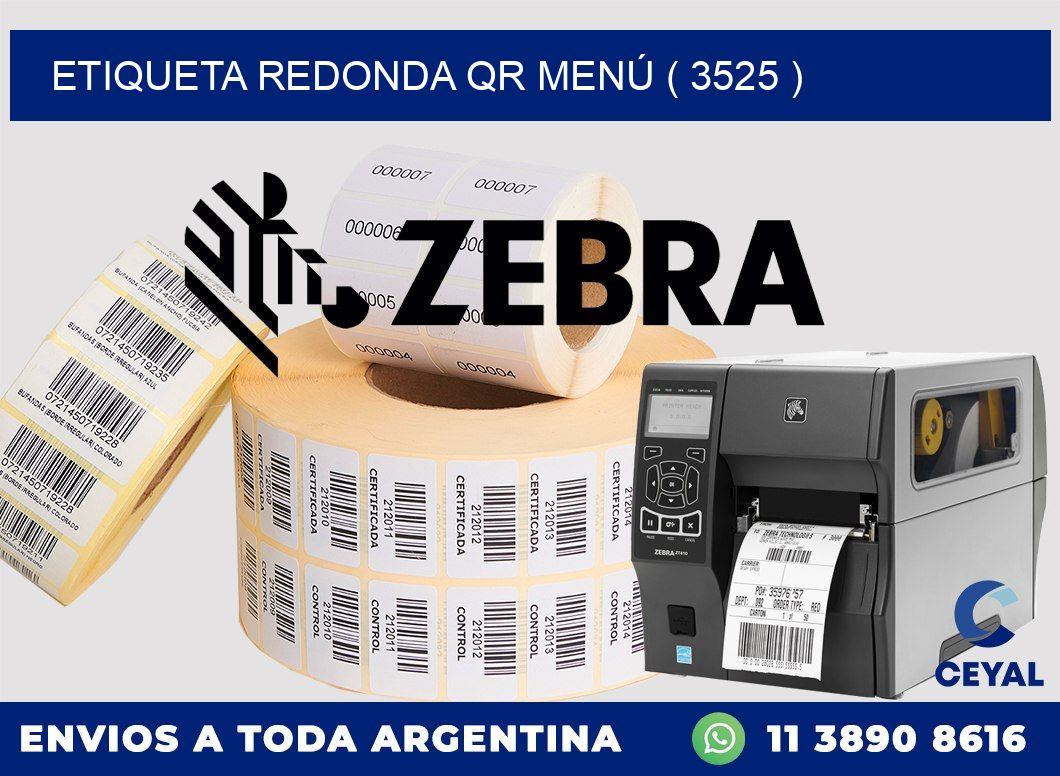 ETIQUETA REDONDA QR MENÚ ( 3525 )