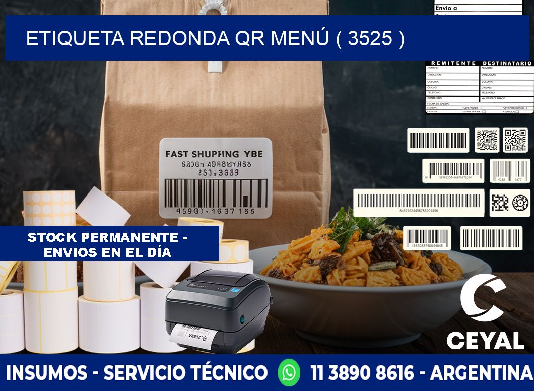 ETIQUETA REDONDA QR MENÚ ( 3525 )