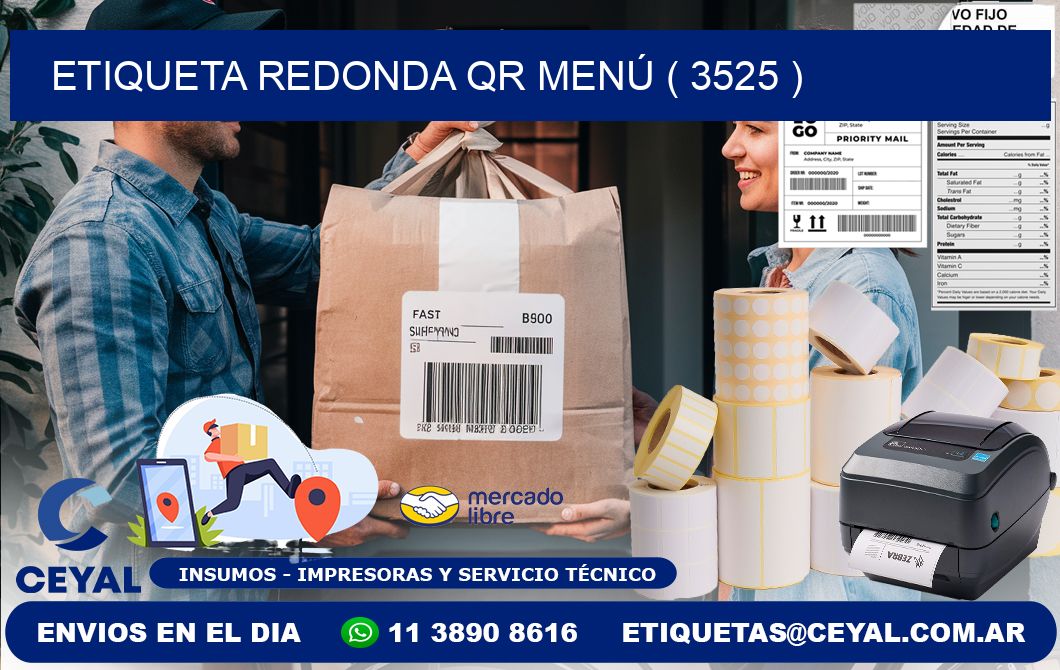 ETIQUETA REDONDA QR MENÚ ( 3525 )