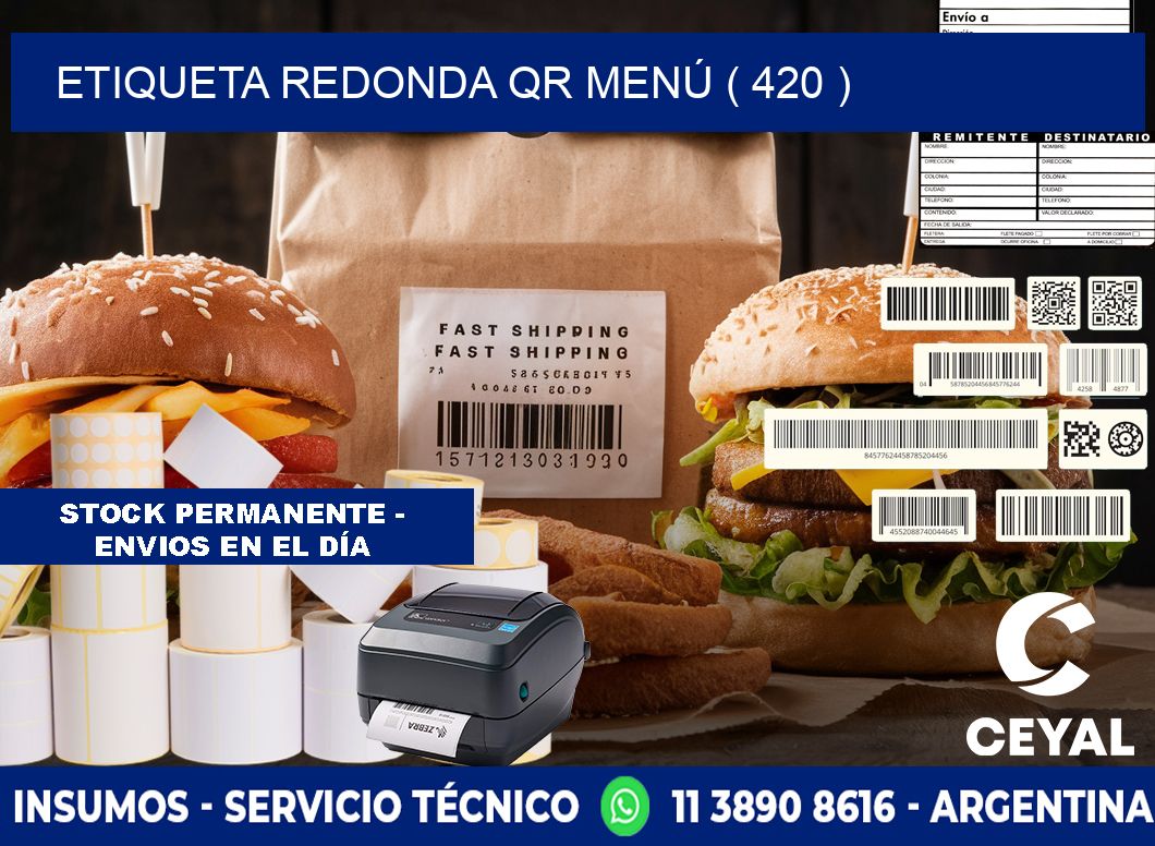 ETIQUETA REDONDA QR MENÚ ( 420 )