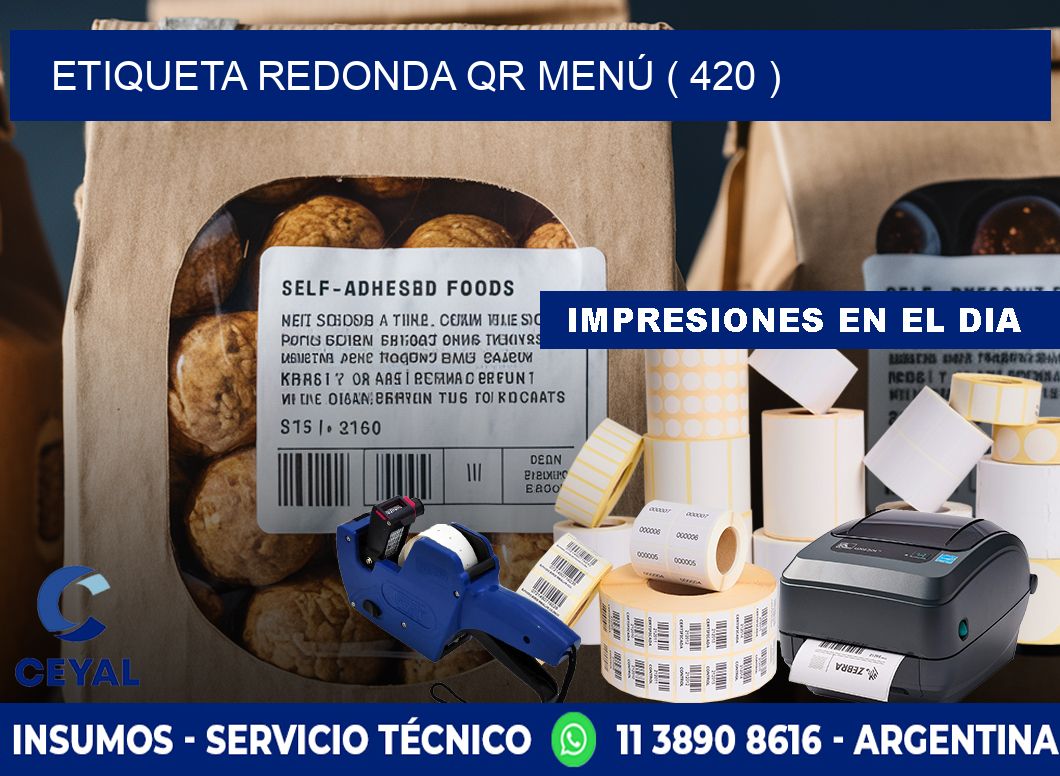 ETIQUETA REDONDA QR MENÚ ( 420 )