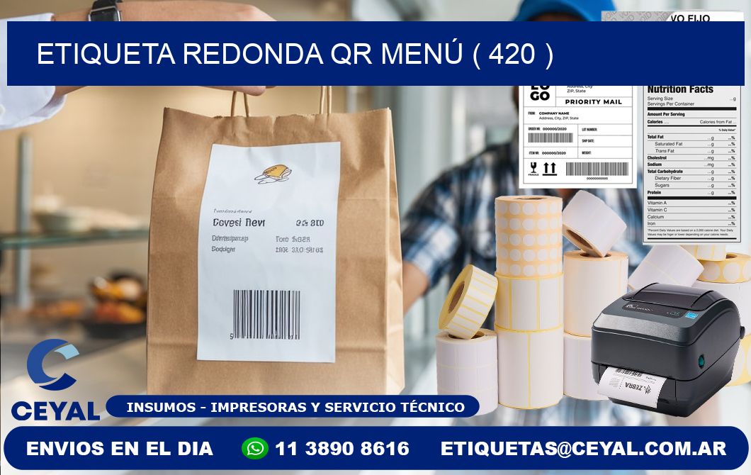 ETIQUETA REDONDA QR MENÚ ( 420 )