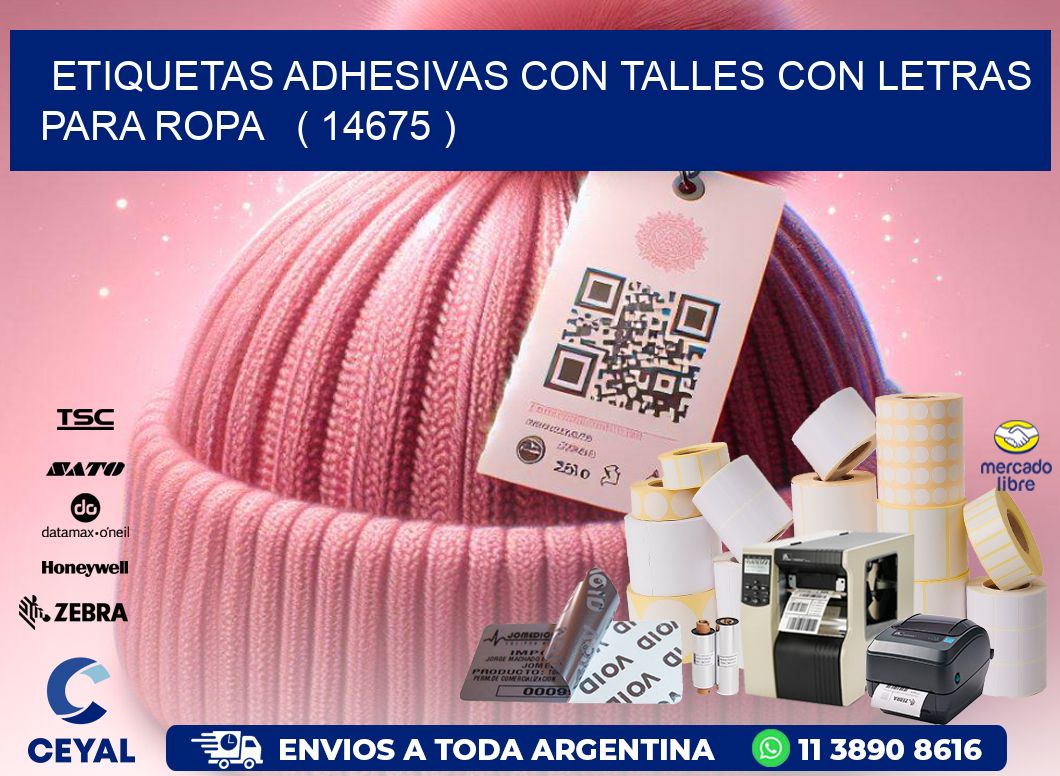 ETIQUETAS ADHESIVAS CON TALLES CON LETRAS PARA ROPA   ( 14675 )