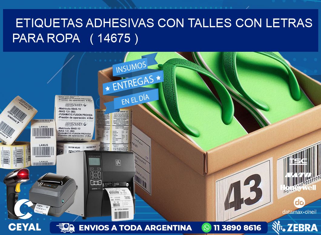 ETIQUETAS ADHESIVAS CON TALLES CON LETRAS PARA ROPA   ( 14675 )