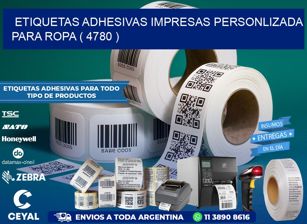 ETIQUETAS ADHESIVAS IMPRESAS PERSONLIZADA PARA ROPA ( 4780 )