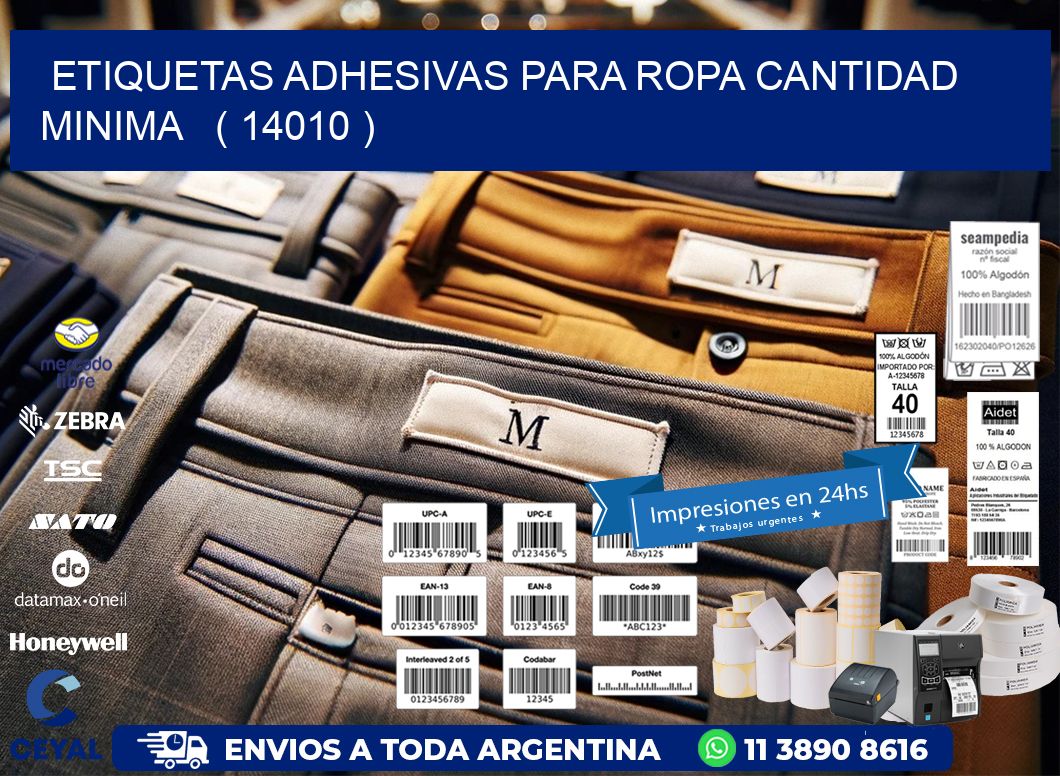 ETIQUETAS ADHESIVAS PARA ROPA CANTIDAD MINIMA   ( 14010 )