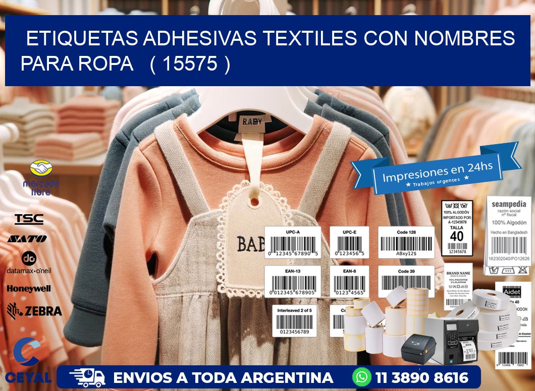 ETIQUETAS ADHESIVAS TEXTILES CON NOMBRES PARA ROPA   ( 15575 )