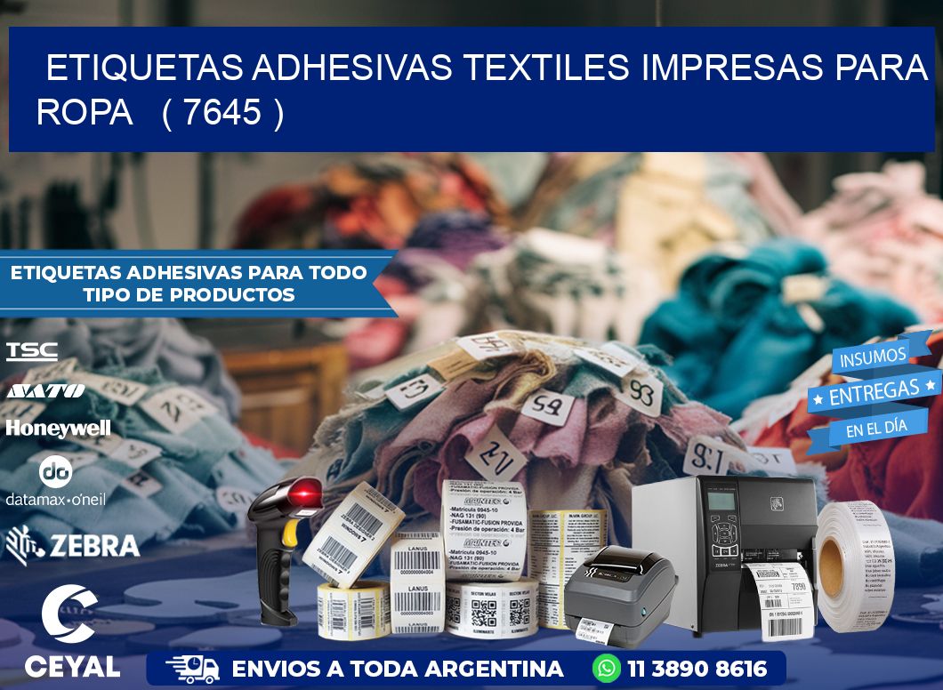 ETIQUETAS ADHESIVAS TEXTILES IMPRESAS PARA ROPA   ( 7645 )